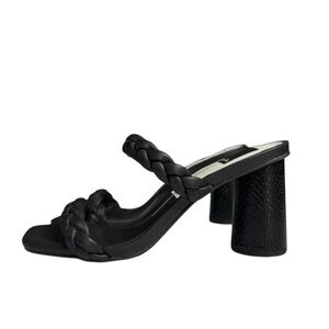 Dolce Vita Nolita Braided Snakeskin Block Heel Sandals Black Mules Womens 6